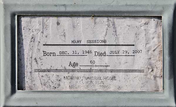 Mary Sessions Gravestone Photo