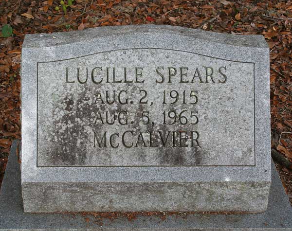 Lucille Spears McCalvier Gravestone Photo
