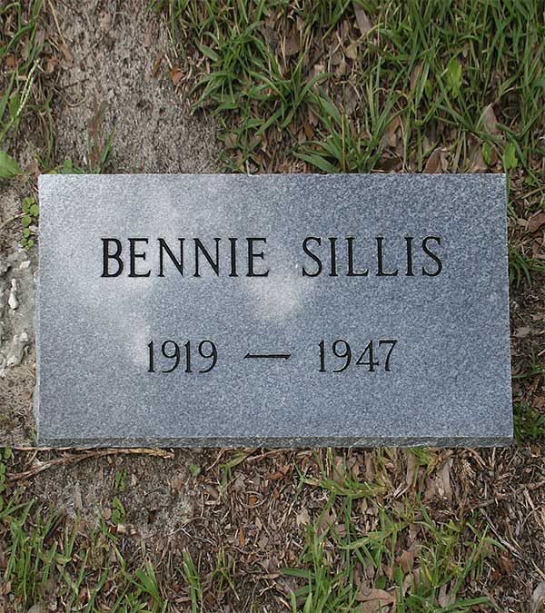 Bennie Sillis Gravestone Photo