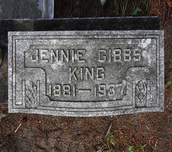 Jennie Gibbs King Gravestone Photo