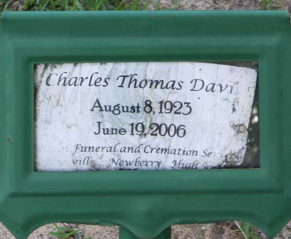 Charles Thomas Davis Gravestone Photo