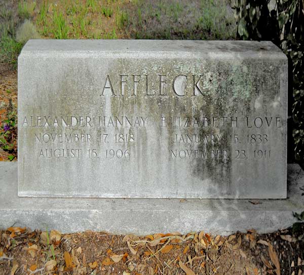 Alexander Hannay & Elizabeth Love Affleck Gravestone Photo