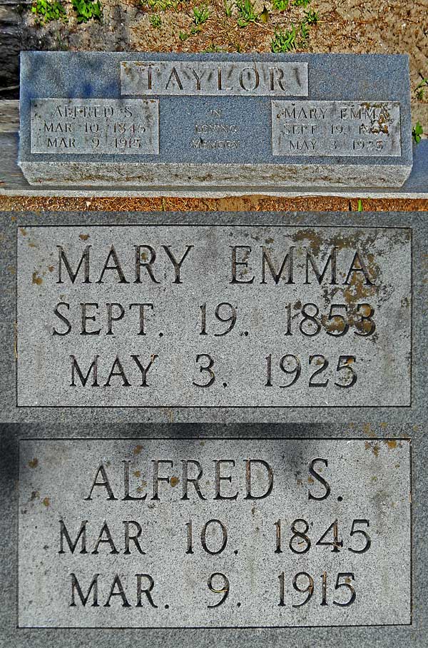 Alfred S. & Mary Emma Taylor Gravestone Photo