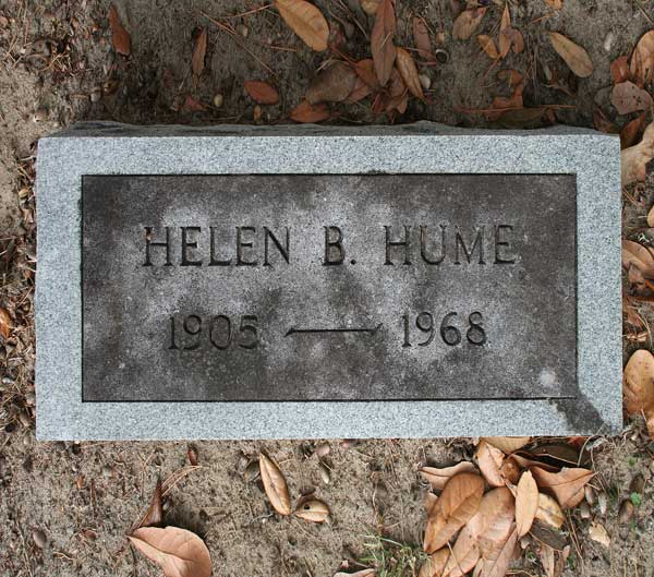 Helen B. Hume Gravestone Photo
