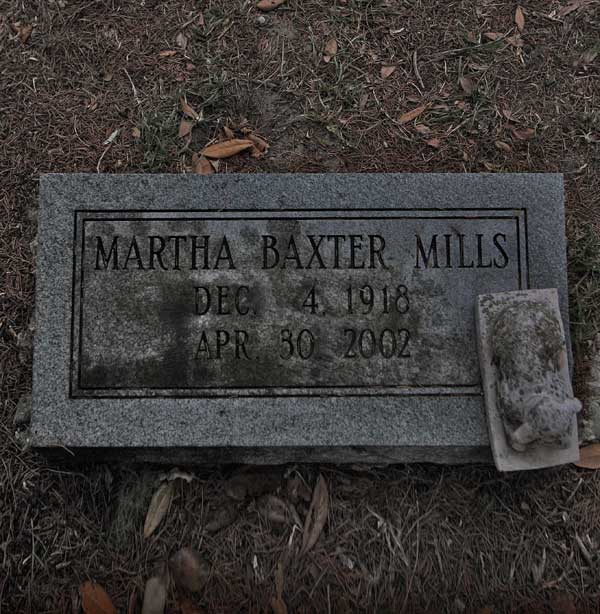 Martha Baxter Mills Gravestone Photo