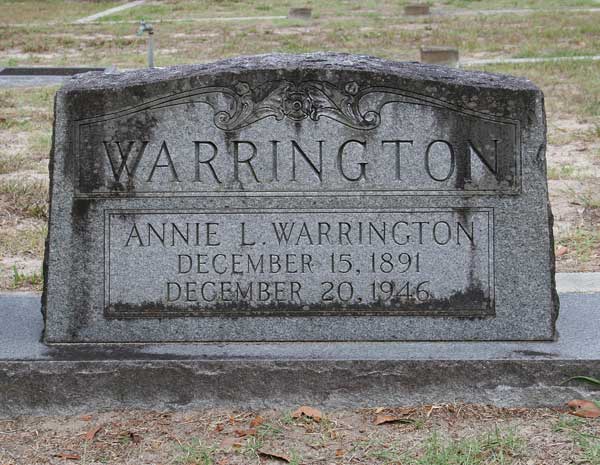 Annie L. Warrington Gravestone Photo