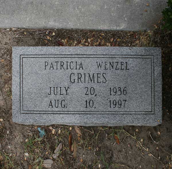 Patricia Wenzel Grimes Gravestone Photo