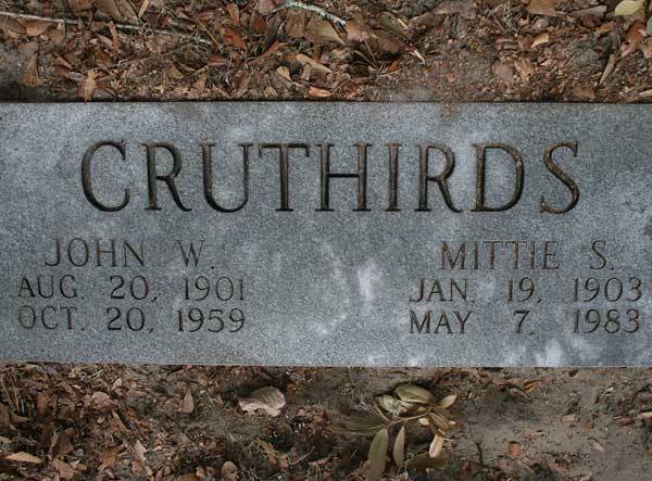 John W. & Mittie S. Cruthirds Gravestone Photo