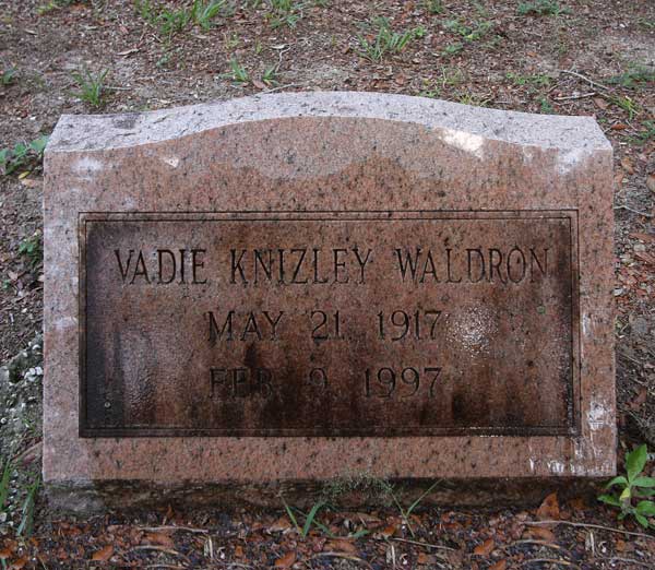 Vadie Knizley Waldron Gravestone Photo