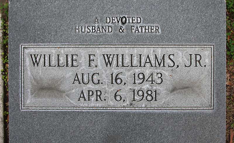 Willie F Williams Gravestone Photo