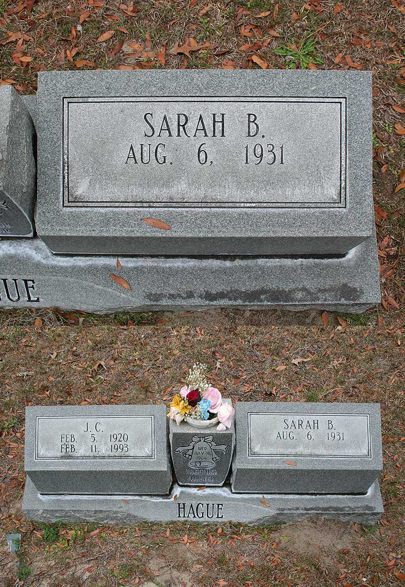 Sarah B. Hague Gravestone Photo