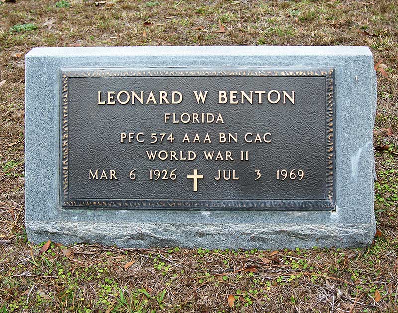 Leonard W Benton Gravestone Photo