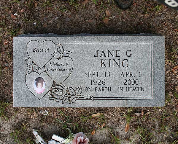Jane G. King Gravestone Photo