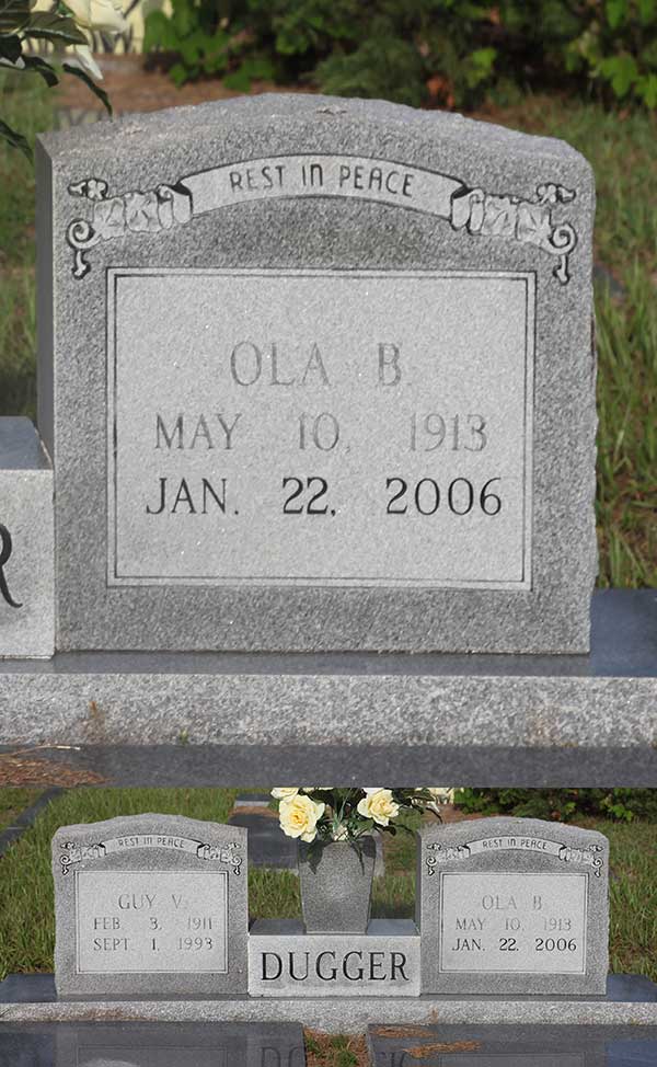 Ola B. Dugger Gravestone Photo