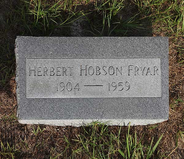 Herbert Hobson Fryar Gravestone Photo