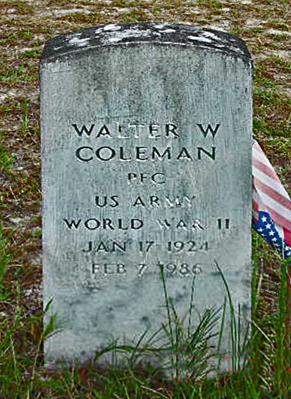 Walter W. Coleman Gravestone Photo