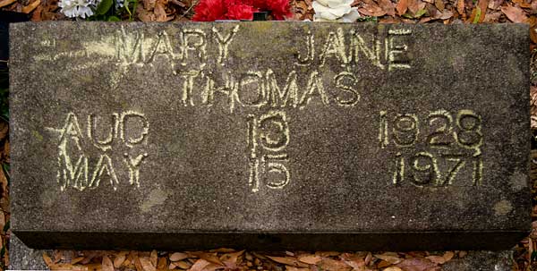 Mary Jane Thomas Gravestone Photo