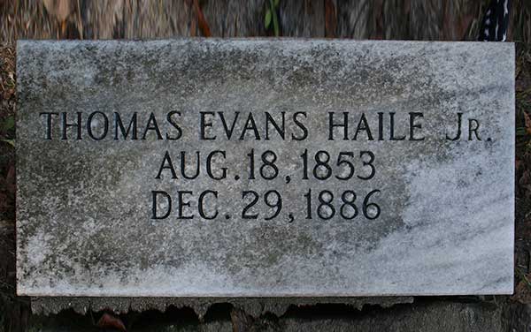 Thomas Evans Haile Gravestone Photo