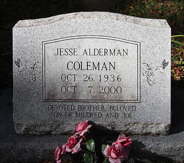 Jesse Alderman Coleman Gravestone Photo