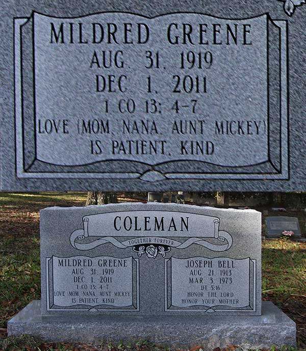 Mildred Greene Coleman Gravestone Photo