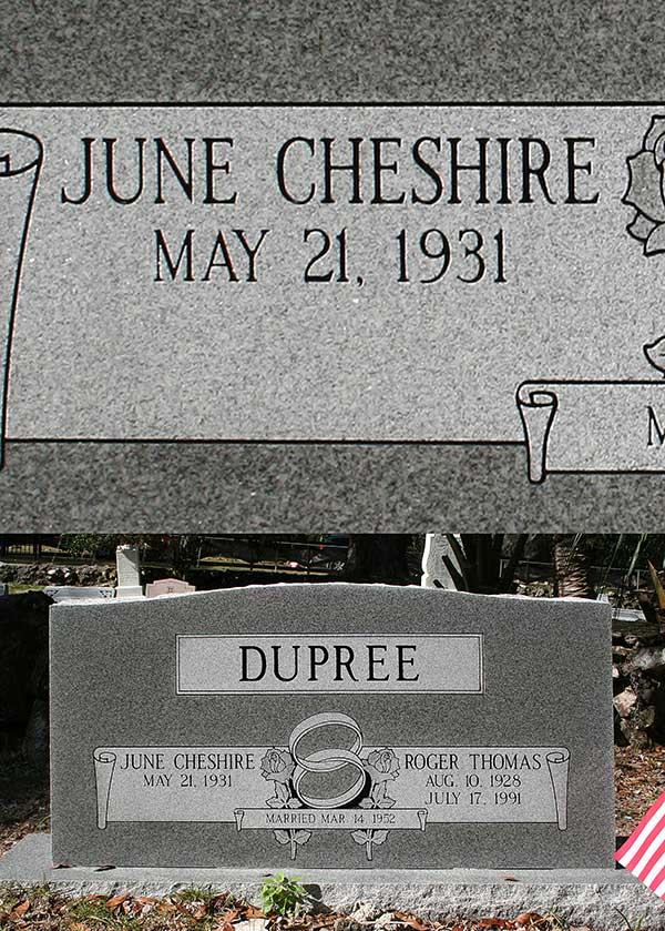 June Cheshire Dupree Gravestone Photo