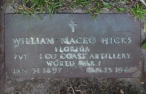 William Maceo Hicks Gravestone Photo