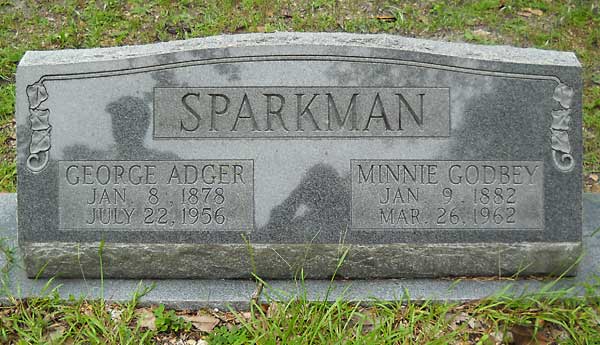 George Adger & Minnie Godbey Sparkman Gravestone Photo