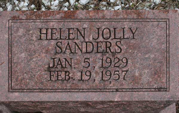 Helen Jolly Sanders Gravestone Photo