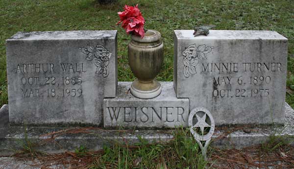 Arthur Wall & Minnie Turner Weisner Gravestone Photo