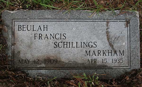 Beulah Francis Schillings Markham Gravestone Photo