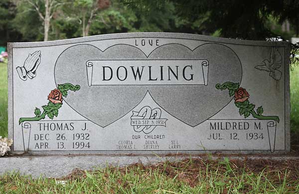 Thomas J. & Mildred M. Dowling Gravestone Photo