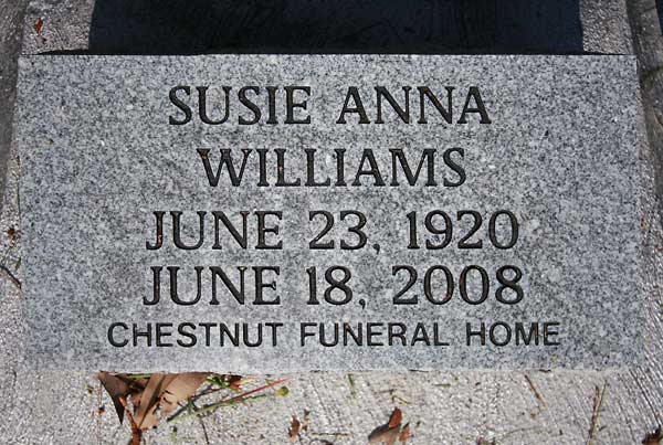 Susie Anna Williams Gravestone Photo