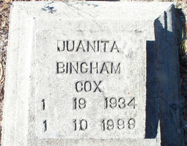 Juanita Bingham Cox Gravestone Photo