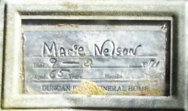 Marie Nelson Gravestone Photo