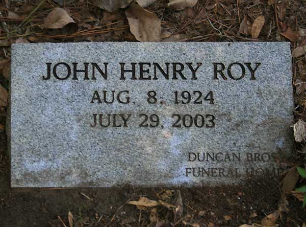 John Henry Roy Gravestone Photo