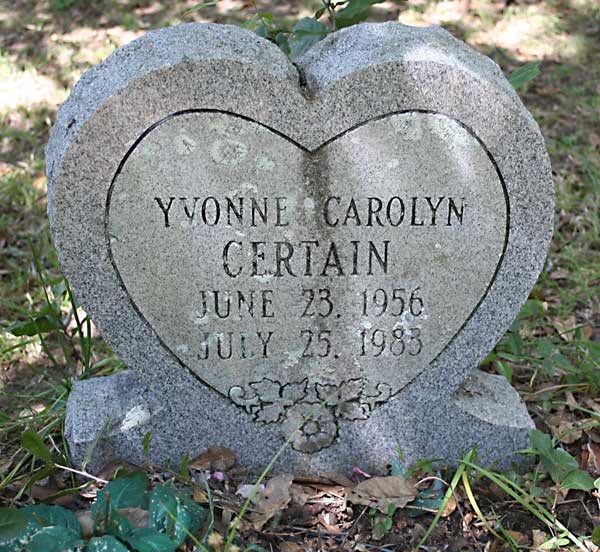 Yvonne Carolyn Certain Gravestone Photo