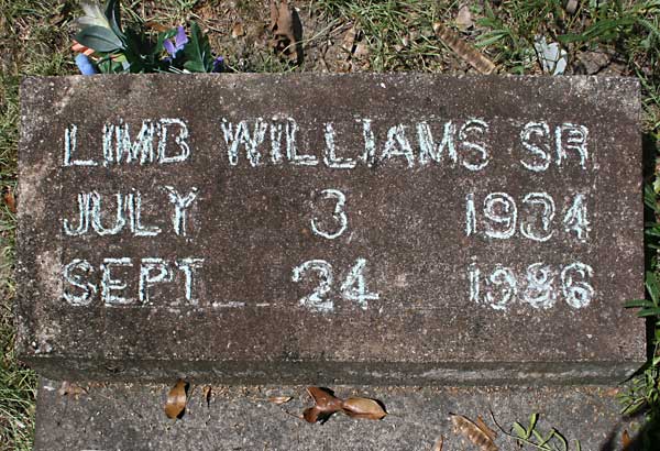 Limb Williams Gravestone Photo