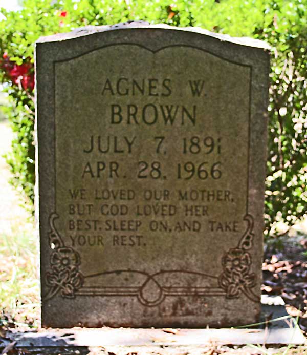 Agnes W. Brown Gravestone Photo