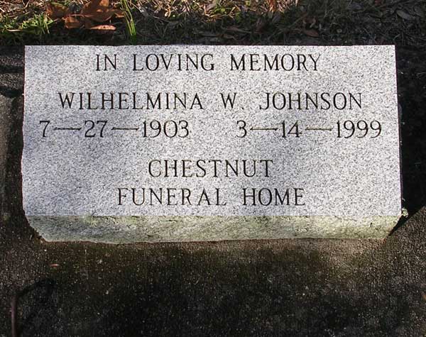 Wilhelmina W. Johnson Gravestone Photo