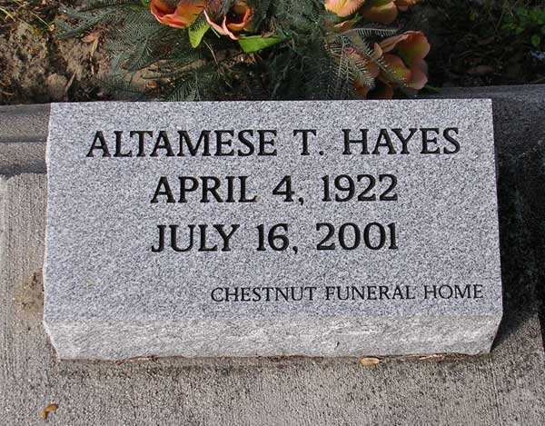 Altamese T. Hayes Gravestone Photo
