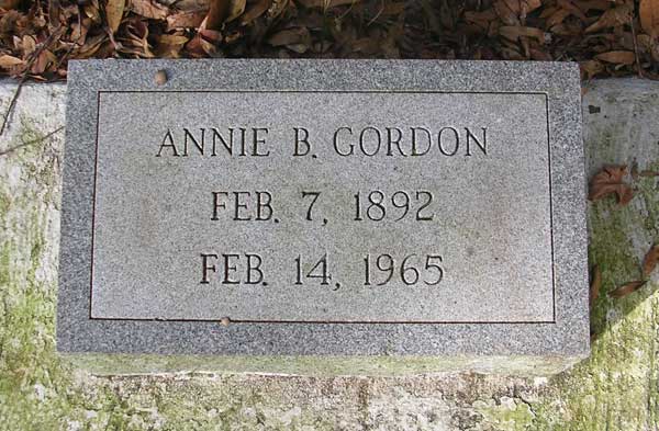 Annie B. Gordon Gravestone Photo