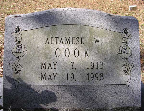 Altamese W. Cook Gravestone Photo