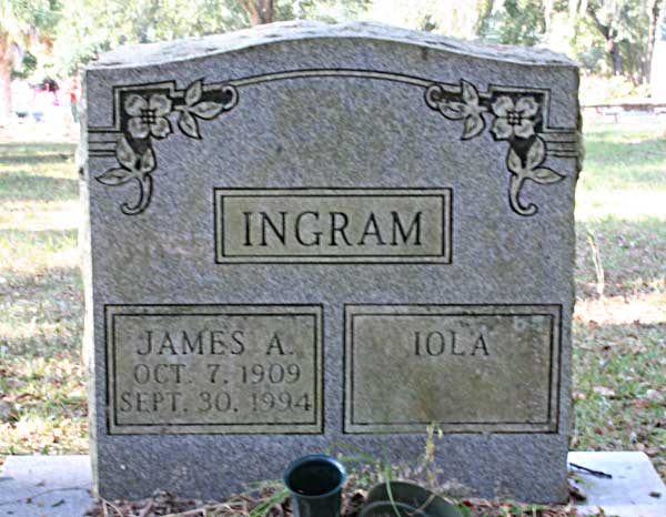 James A. & Iola Ingram Gravestone Photo