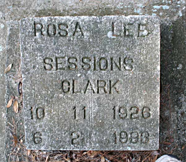 Rosa Lee Sessions Clark Gravestone Photo