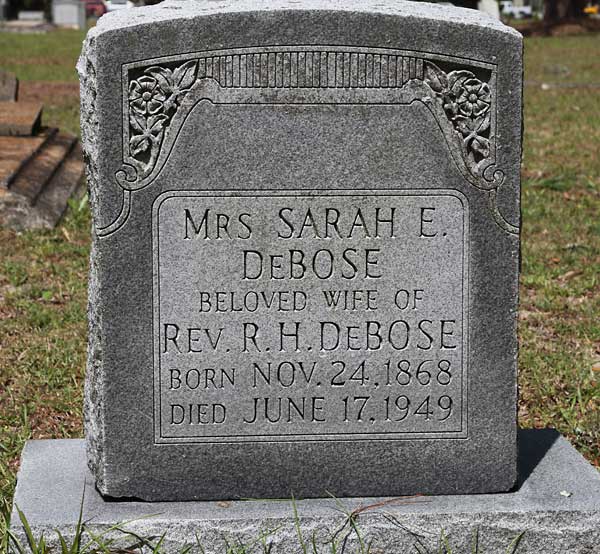 Sarah E. DeBose Gravestone Photo