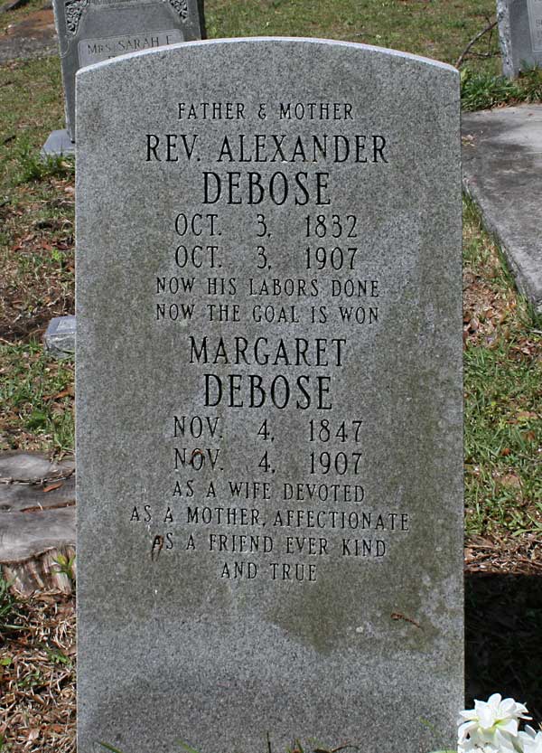 Rev. Alexander & Margaret DeBose Gravestone Photo