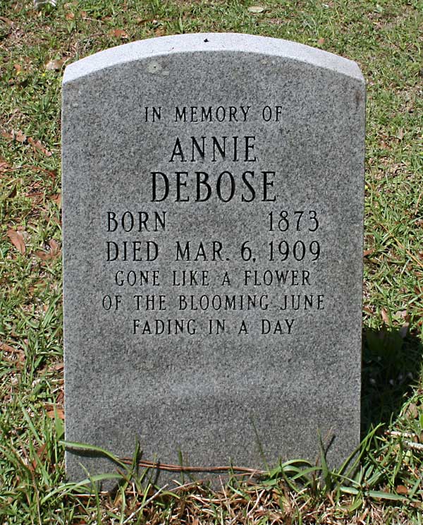 Annie DeBose Gravestone Photo