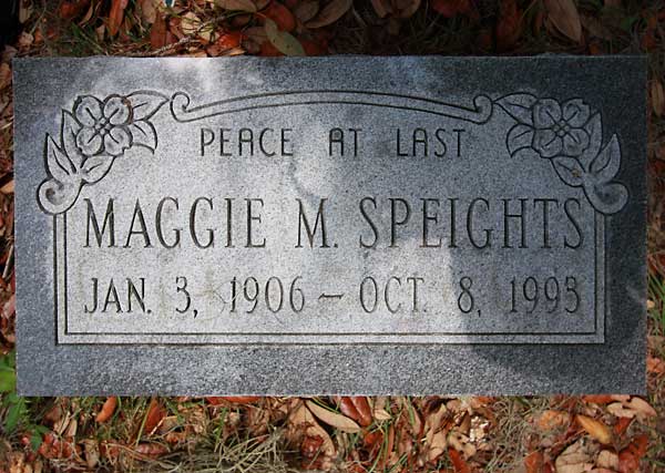 Maggie M. Speights Gravestone Photo