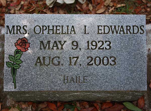 Ophelia I. Edwards Gravestone Photo