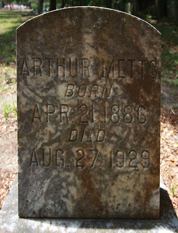 Arthur Metts Gravestone Photo